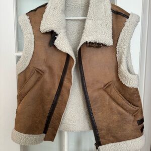 Brown Vest with Cream Shearling Lining